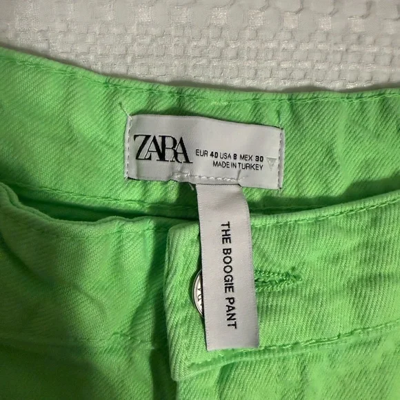 Zara The Boogie Pants Vibrant Green Wide Leg Pants - Picture 12 of 12